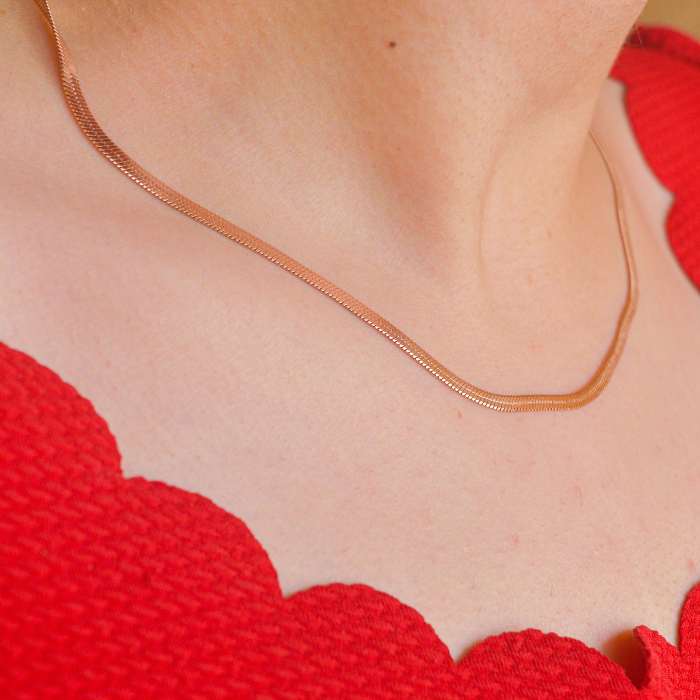 Snake Chain Necklace - Rose Gold