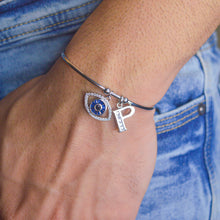 Load image into Gallery viewer, Evil Eye Initial Bracelet ( Silver ) Unisex
