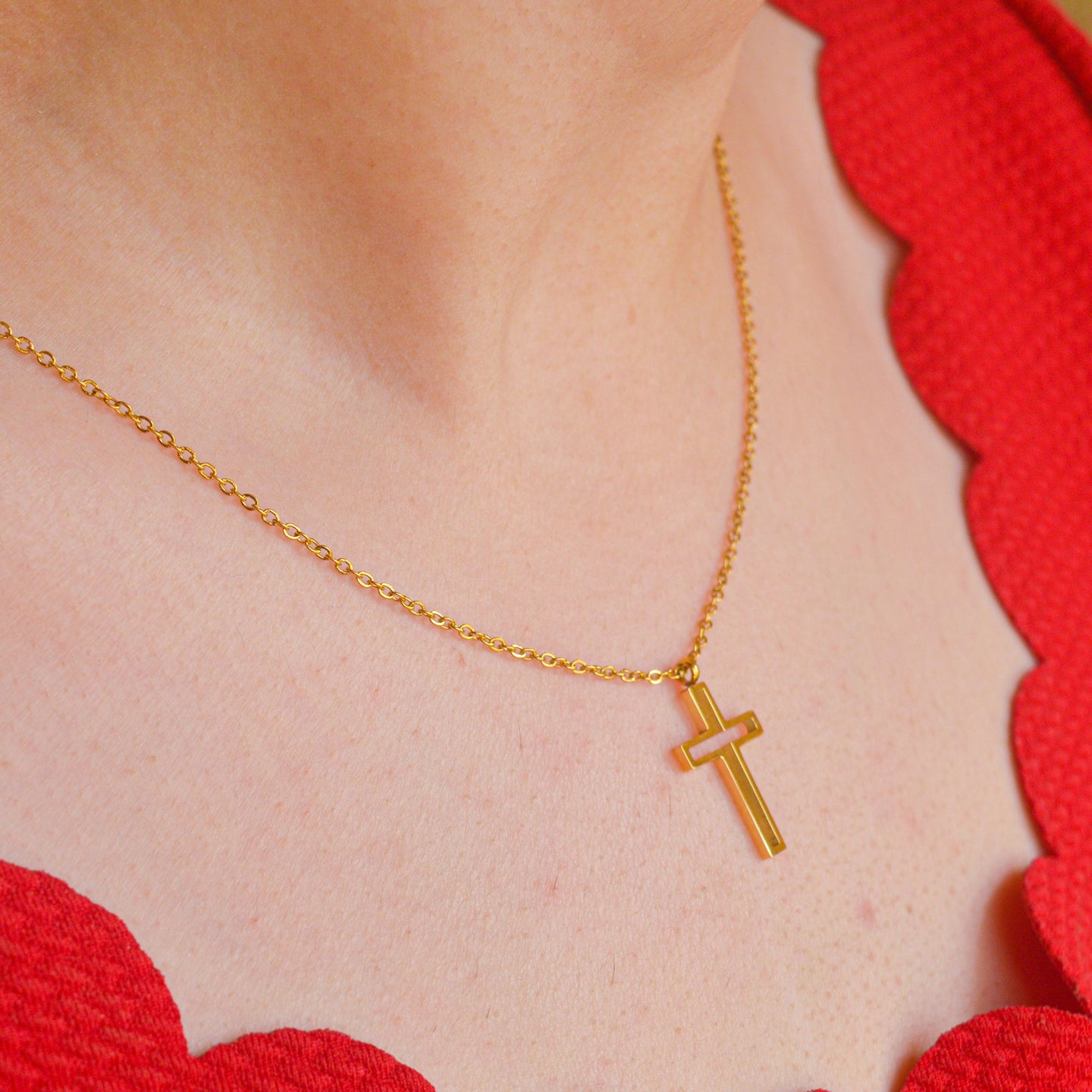 Jesus Cross Necklace - Gold