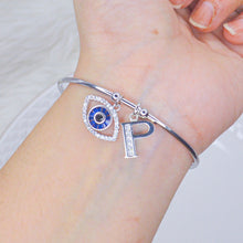 Load image into Gallery viewer, Evil Eye Initial Bracelet ( Silver ) Unisex
