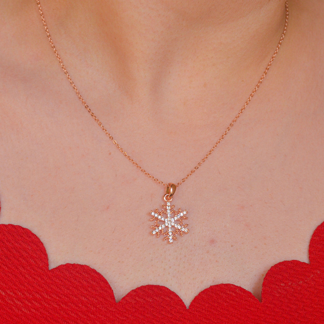 Snowflake Necklace - Rose Gold