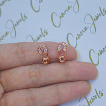 Load image into Gallery viewer, Safety Pin Ear Huggies Earrings Studs - Rose Gold
