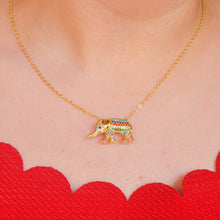 Load image into Gallery viewer, Studded Multicolor Elephant Necklace - Gold
