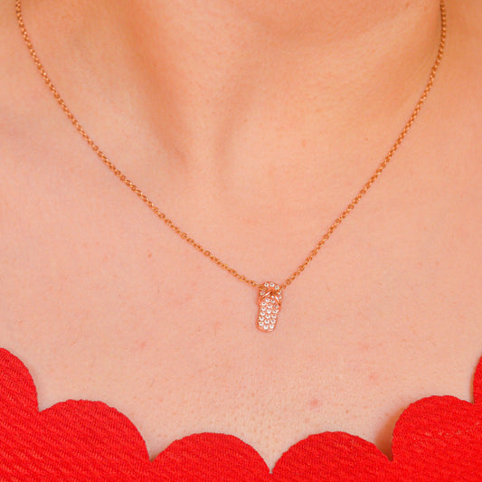 Baby Slipper Necklace - Rose Gold
