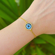 Load image into Gallery viewer, Water Turquiose Evil Eye Gold Color Bracelet
