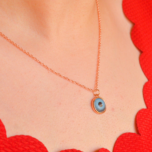 Evil Eye Water Nazar Battu Necklace ( Rose Gold )