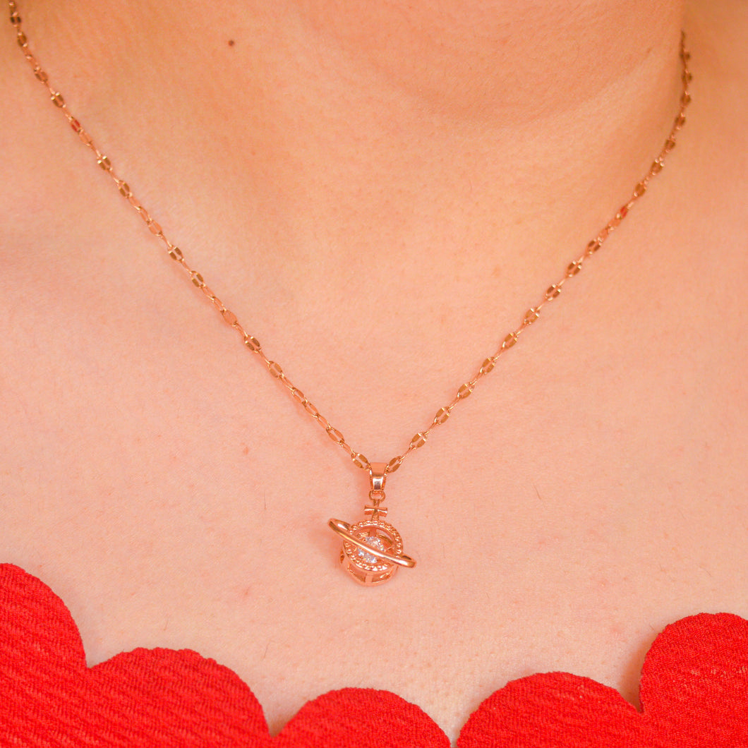 Planet Diamond Necklace - Rose Gold