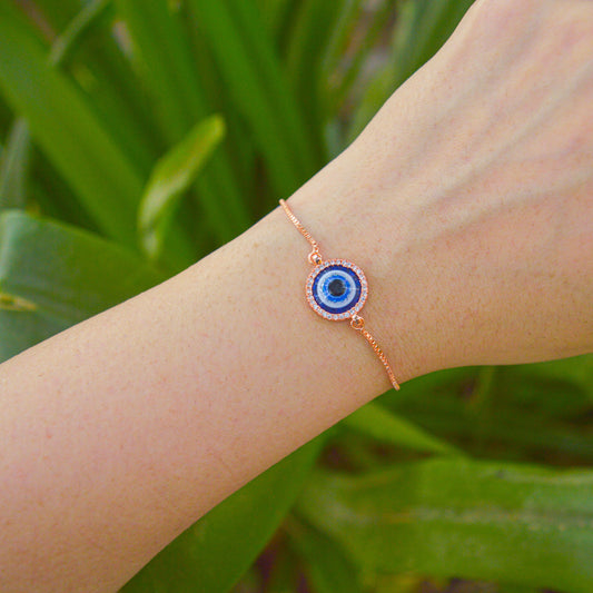 Nazar Battu Blue Evil Eye Rose Gold Color Bracelet