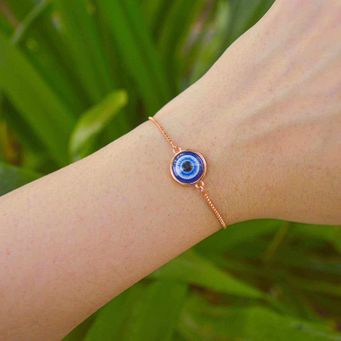 Simple Nazar Battu Blue Evil Eye Rose Gold Color Bracelet