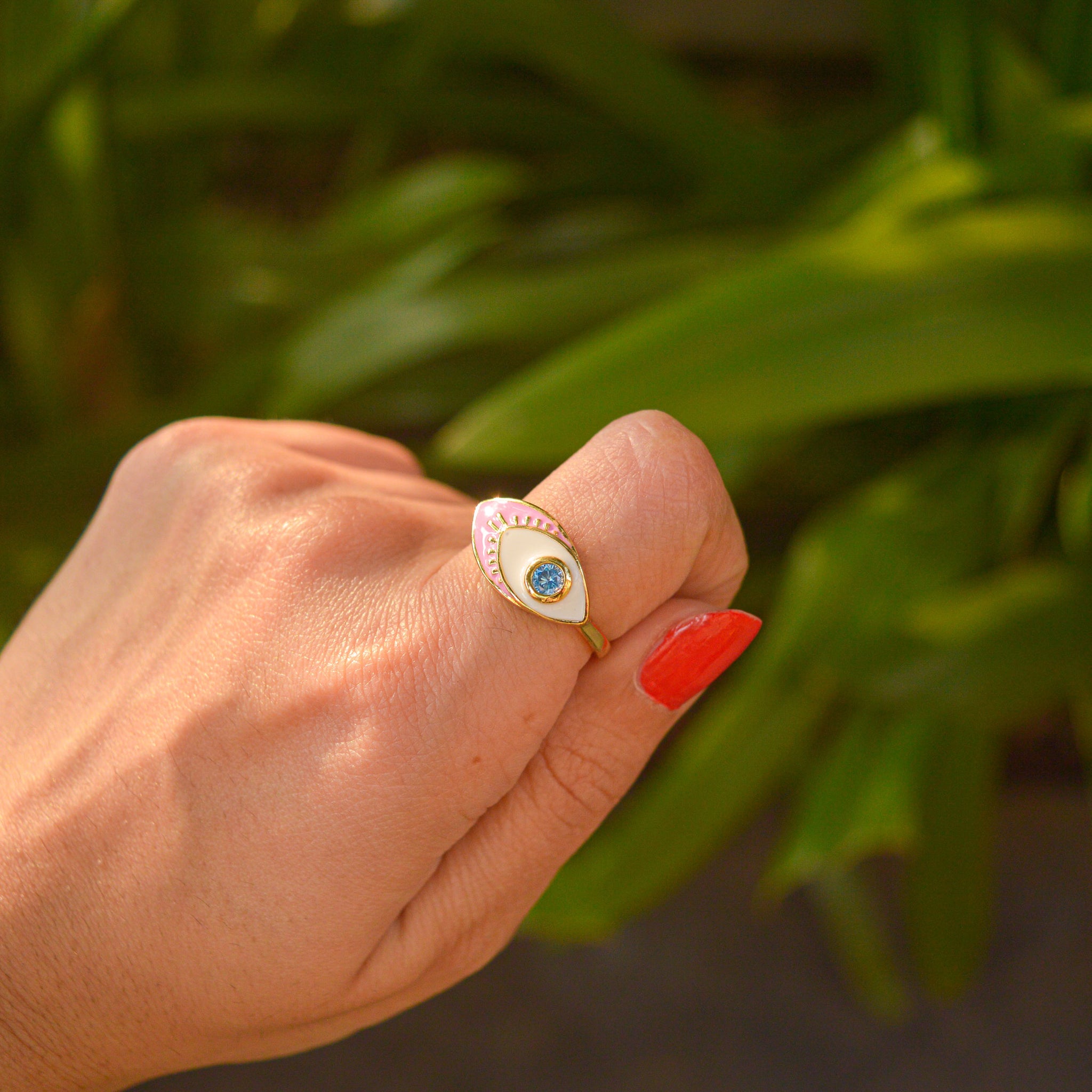Large Navy Evil Eye Ring, Simple Gold Ring, Dainty Stacking Ring,  Minimalist, Good Luck Charm, Protection, Gift for Her, Positive Vibes -  Etsy Ireland