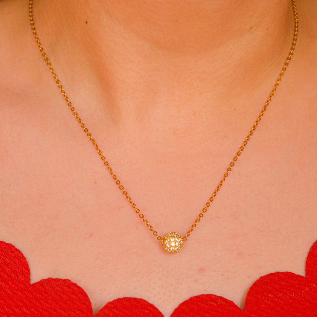 Moti Style Simple Necklace - Gold