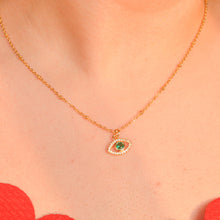 Load image into Gallery viewer, Emerald Green Evil Eye Necklace - Gold
