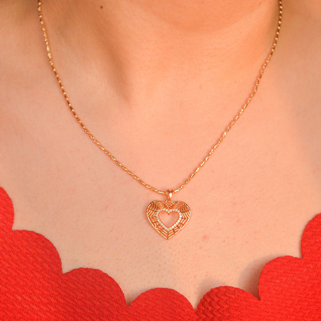 Designer Heart Necklace - Gold