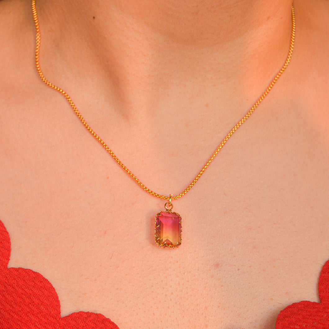 Pink Gradient in 24K Gold Plated Chain Necklace