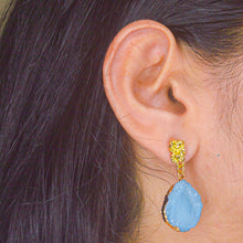 Load image into Gallery viewer, Blue Crystal Stone Earrings - Gold
