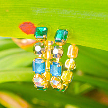 Load image into Gallery viewer, Multi Diamond Emerald Hoops Earrings ( Gold )
