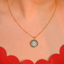 Load image into Gallery viewer, Sky Blue Round  Evil Eye Necklace ( Gold)
