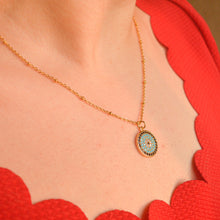 Load image into Gallery viewer, Sky Blue Round  Evil Eye Necklace ( Gold)
