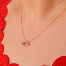 Load image into Gallery viewer, Blue Retina Rose Gold Evil Eye Necklace
