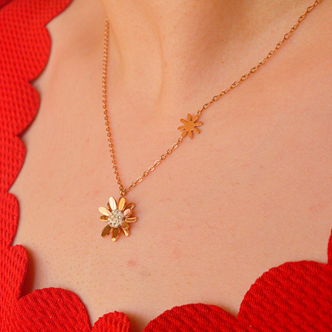 Sunflower Necklace - Rose Gold