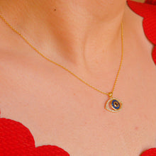 Load image into Gallery viewer, Navy Iris Evil Eye Necklace
