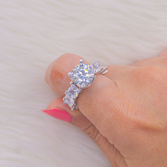 Nirvana Baguette Fits Size 8-9 US  Solitaire Ring ( Silver )
