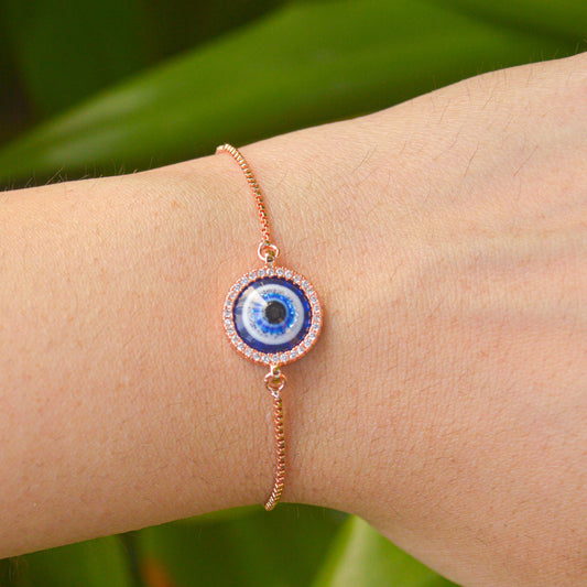 Nazar Battu Blue Evil Eye Rose Gold Bracelet