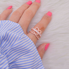 Load image into Gallery viewer, Zulu Engraved Heart in Band Adjustable Solitaire Ring ( Rose Gold )
