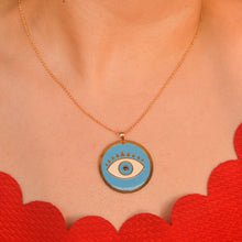 Load image into Gallery viewer, Round Blue Evil Eye Necklace - Gold
