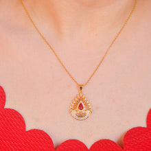 Load image into Gallery viewer, Red Ruby Peacock Necklace - Gold
