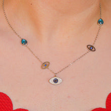 Load image into Gallery viewer, Blue Stone Evil Eye Necklace - Silver

