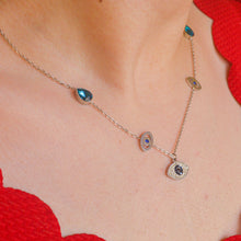 Load image into Gallery viewer, Blue Stone Evil Eye Necklace - Silver

