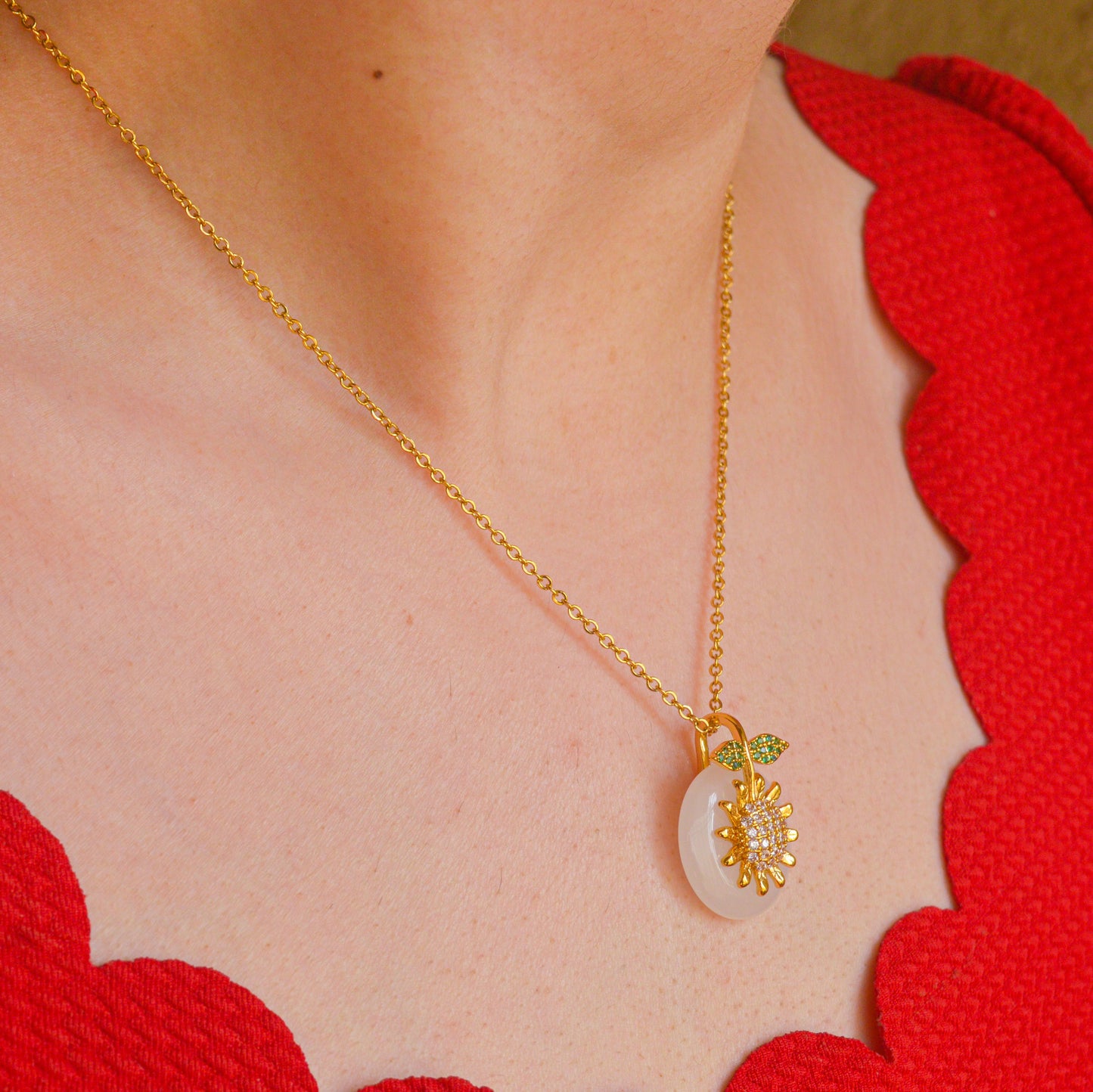 Yellow Sunflower Necklace - Gold