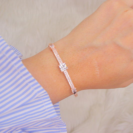 Adrienne Trio Diamond studded Kadha Bracelet Bangle - Rose Gold