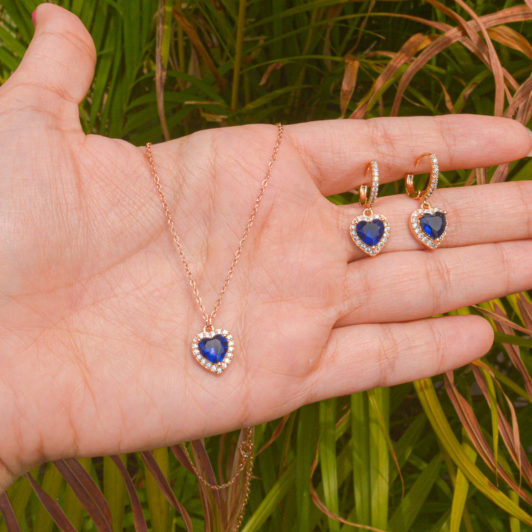 Blue Sapphire Necklace and Earring