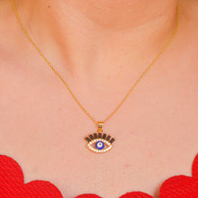 Load image into Gallery viewer, Black Eyelashes Evil Eye Necklace
