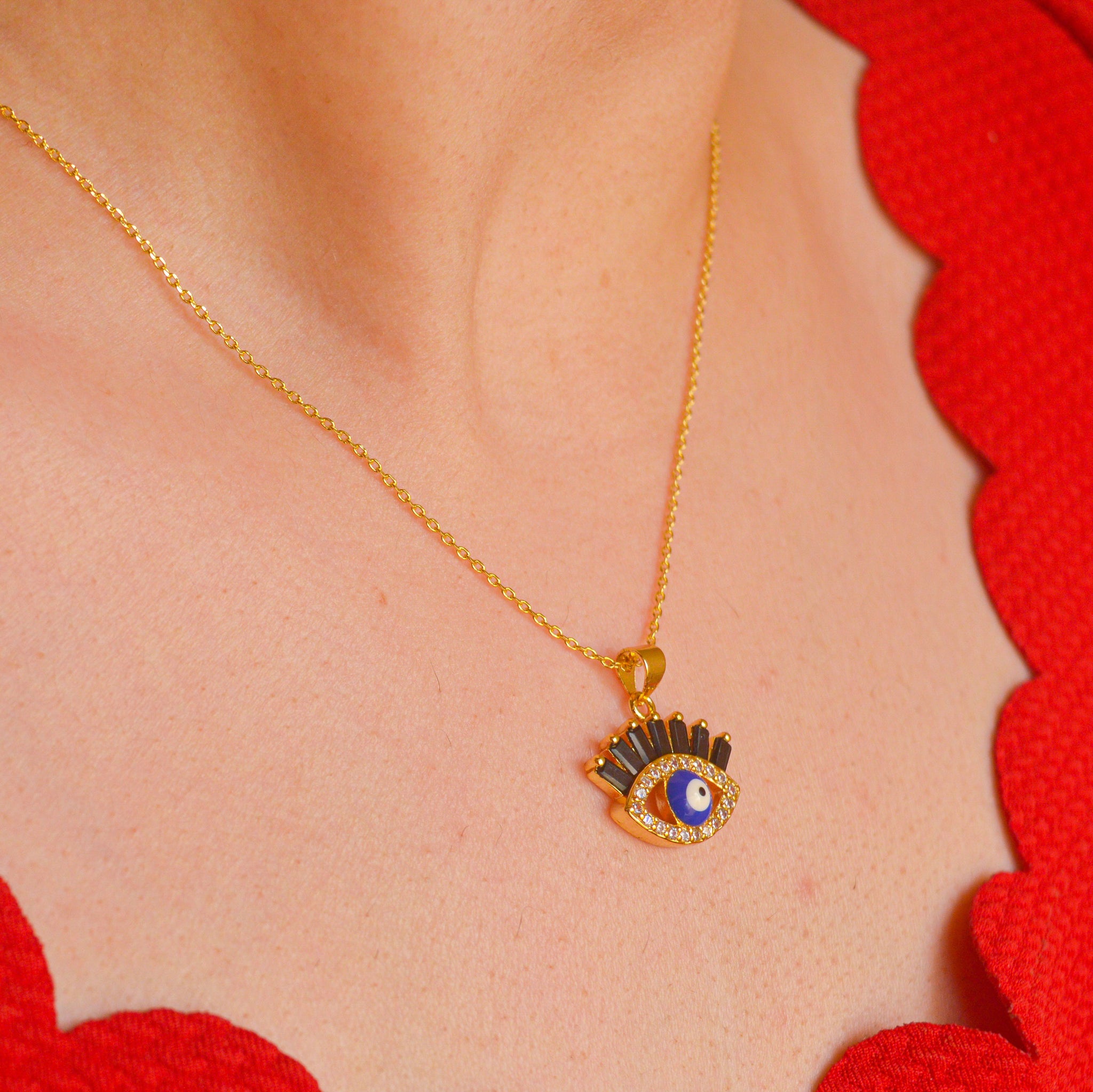 Evil eye necklace with on sale eyelashes