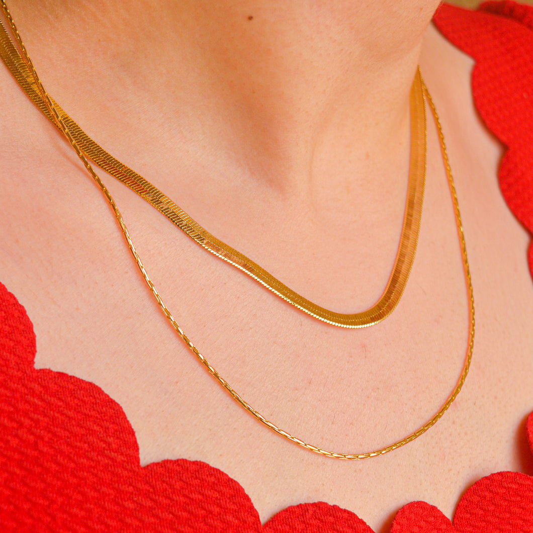 Snake Chain Layered Necklace - Gold