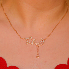 Load image into Gallery viewer, Moon Stars Necklace- Rose Gold
