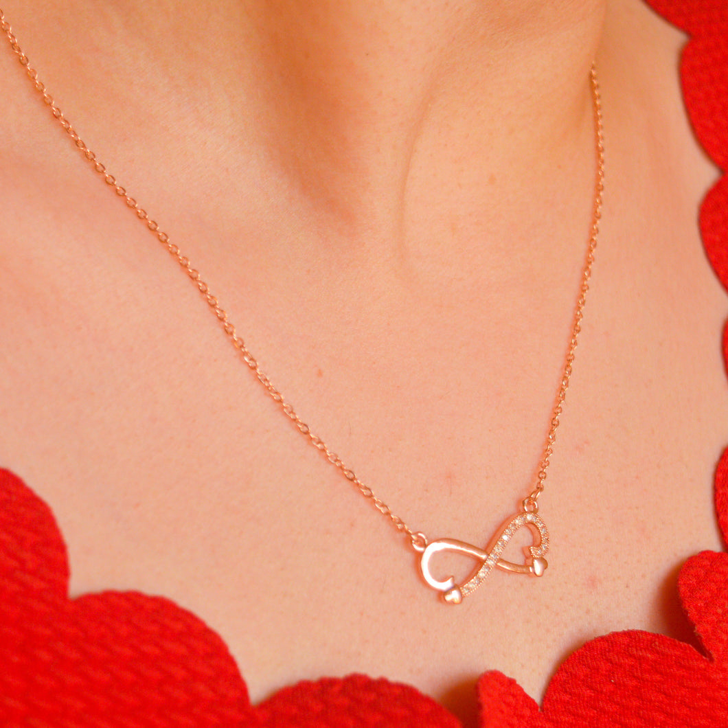 Infinity Arrow Necklace - Rose Gold