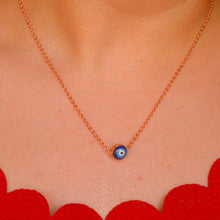 Load image into Gallery viewer, Small Blue Nazar Battu Evil Necklace - Rose Gold
