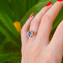 Load image into Gallery viewer, Clover Black Mesh Ring ( Rose Gold )

