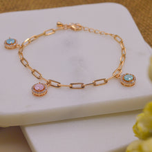 Load image into Gallery viewer, Pink , Blue Milkstone Tri Charm Bracelet ( Gold )
