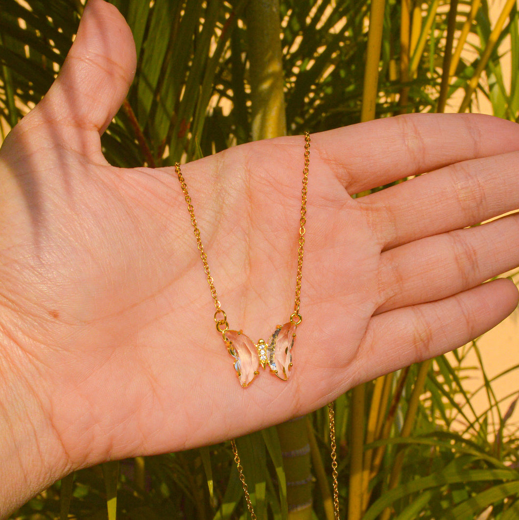 Transparent Butterfly Necklace ( Gold )