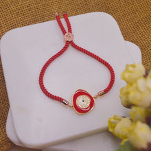 Load image into Gallery viewer, Red Evil Eye Bracelet with Red Band - Gold
