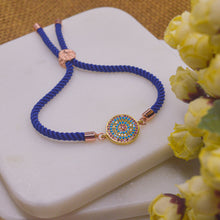 Load image into Gallery viewer, Blue and Pink Evil Eye Bracelet with Purple Blue - Gold
