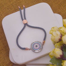 Load image into Gallery viewer, Silver Stylish Evil Eye Bracelet with Grey Band
