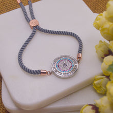 Load image into Gallery viewer, Silver Stylish Evil Eye Bracelet with Grey Band
