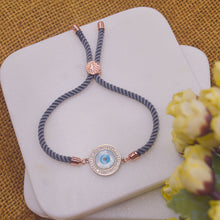 Load image into Gallery viewer, White Pearl Evil Eye Bracelet Grey Band - Silver
