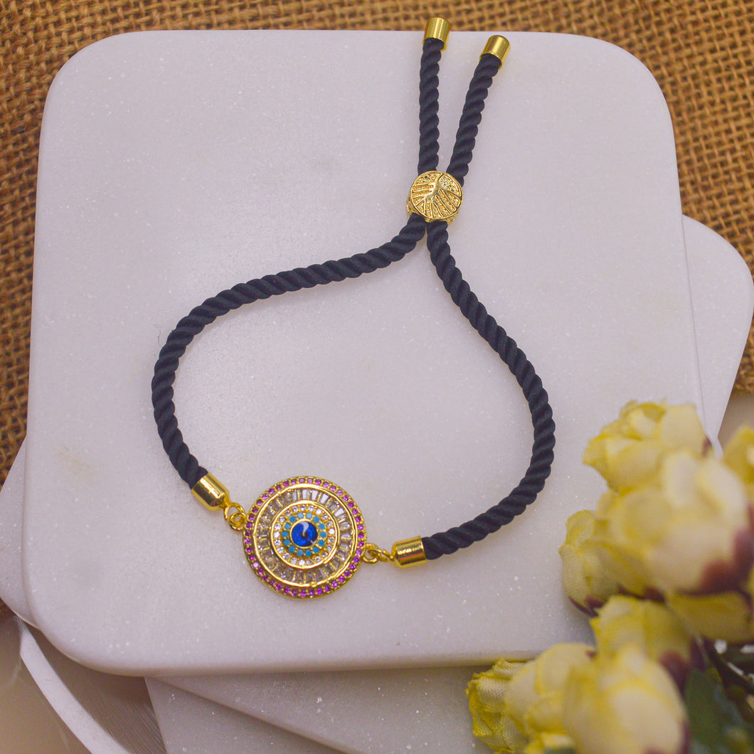 Unisex Sapphire Evil Eye Bracelet - Gold